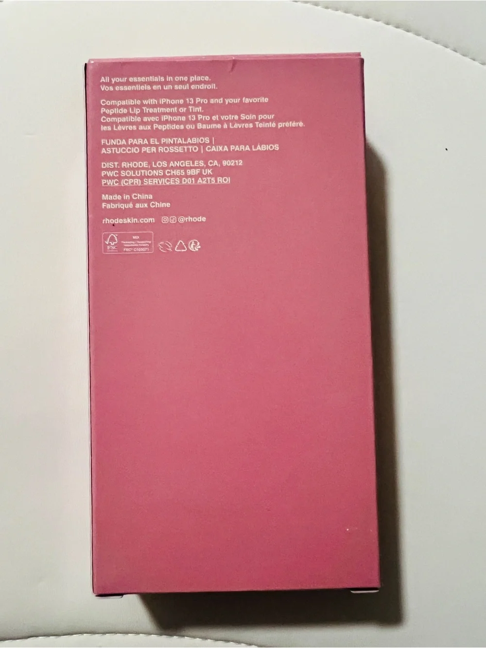 LNIB rhode iPhone 13 Pro Ribbon Peptide Lip Holder Silky Silicone Case